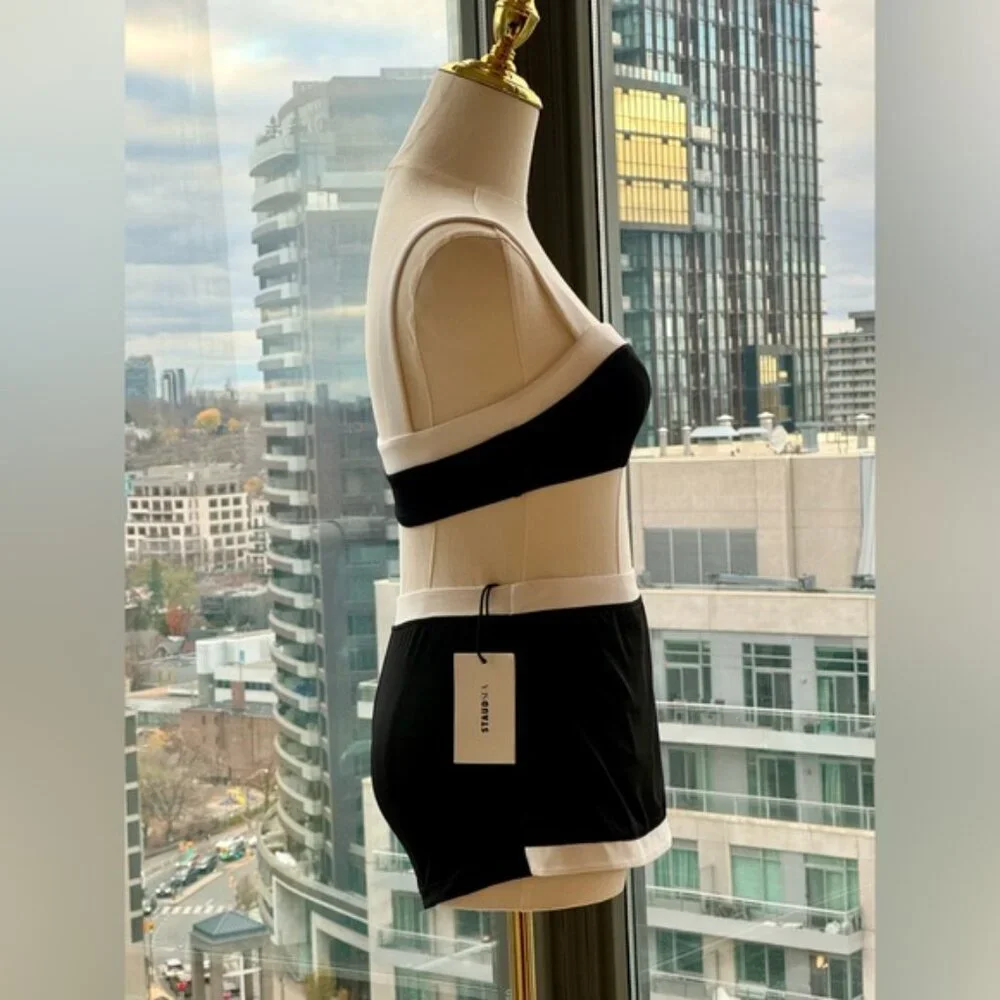 🆕 STAUD 🧿 NWT BIack White Bikini Set- Liv Top - Sz S & Nell Swim Skirt - Sz XS - Picture 6 of 16